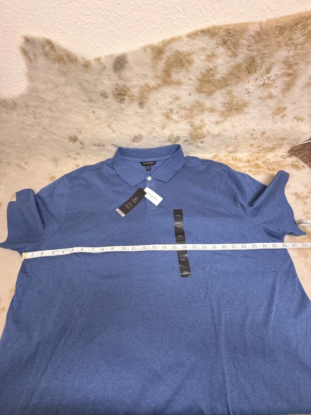 Banana Republic Polo Shirt Men’s XXL Blue Heather Short Sleeve Cotton Performanc